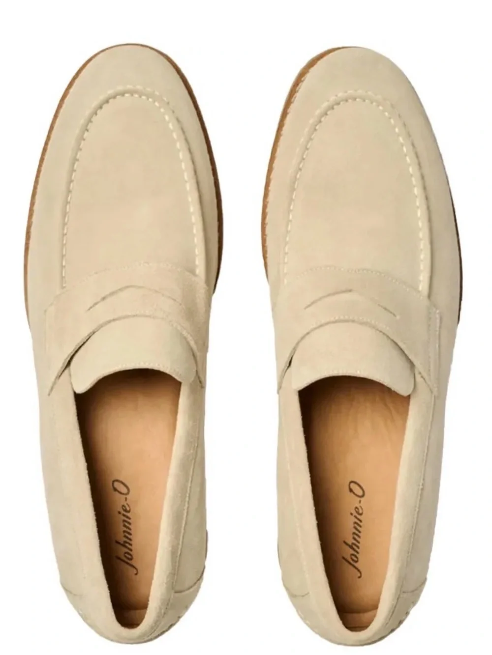 Johnnie-O J-Flex Men’s Cream Suede Penny Loafers